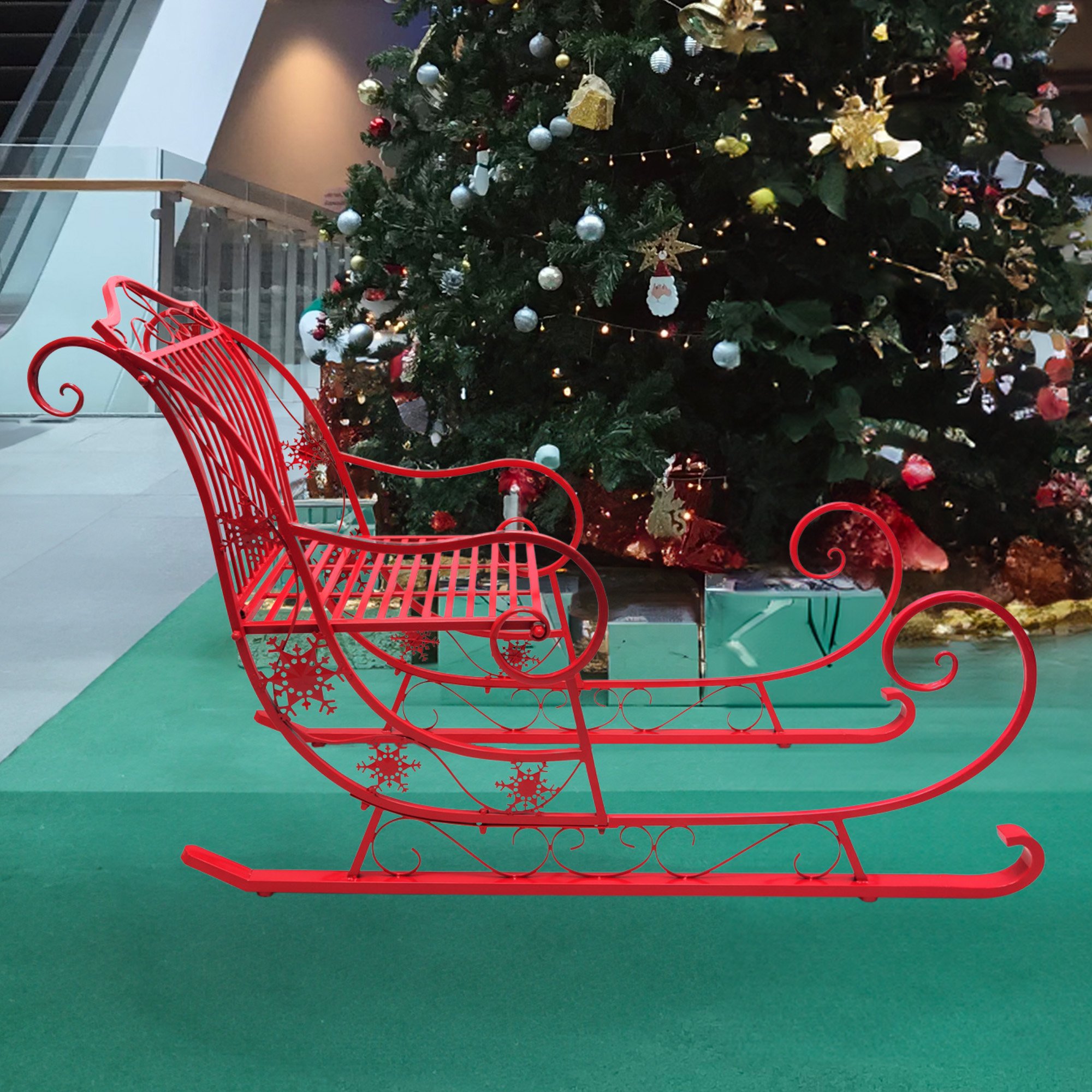 Christabelle Christmas Sleigh With Red Finish - Metal 150cm โ image 6