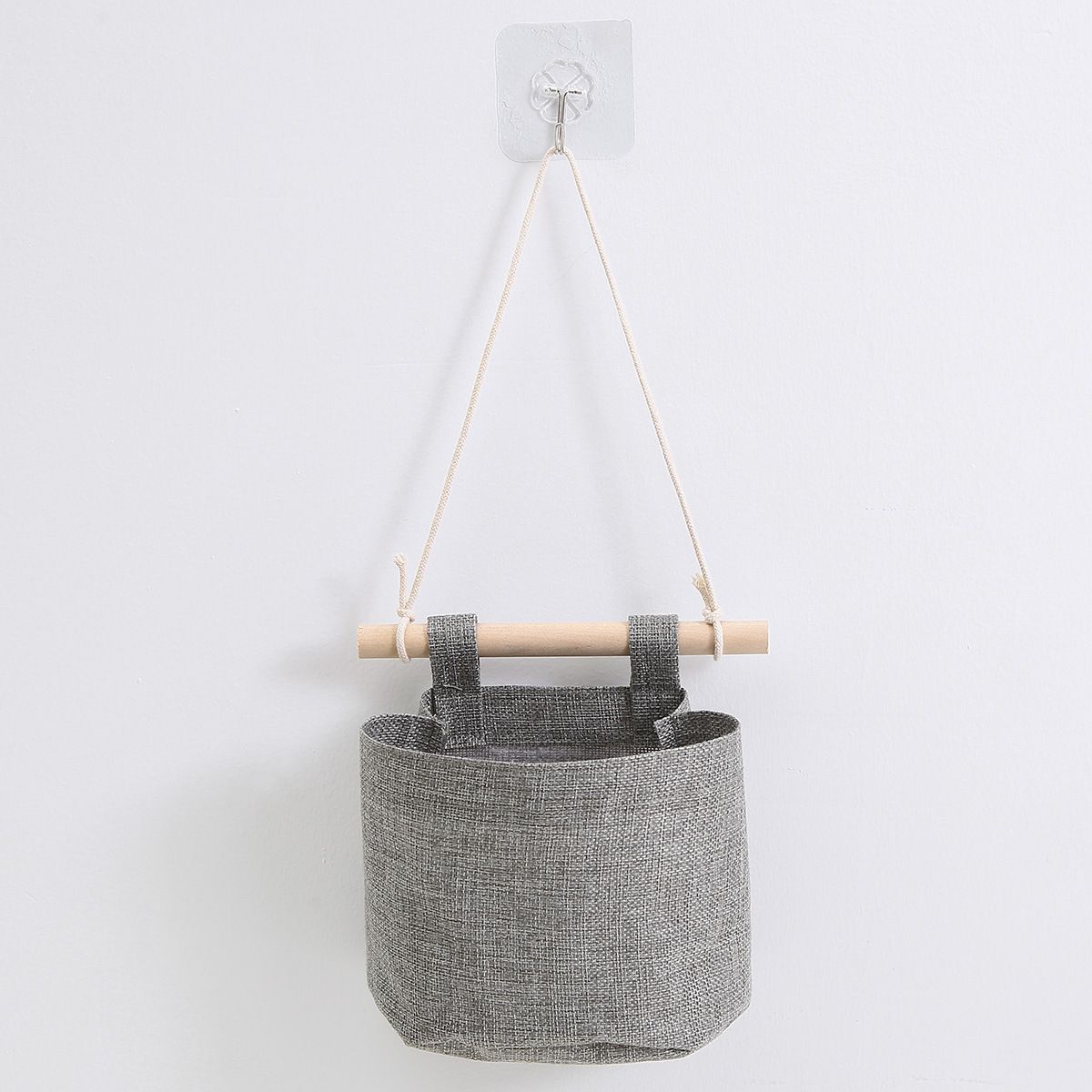 Cotton Linen Fabric Closet Detachable Foldable Washable Hanging Storage Bag with 3 Pockets Over The Wall Door Organizer for Room — image 4