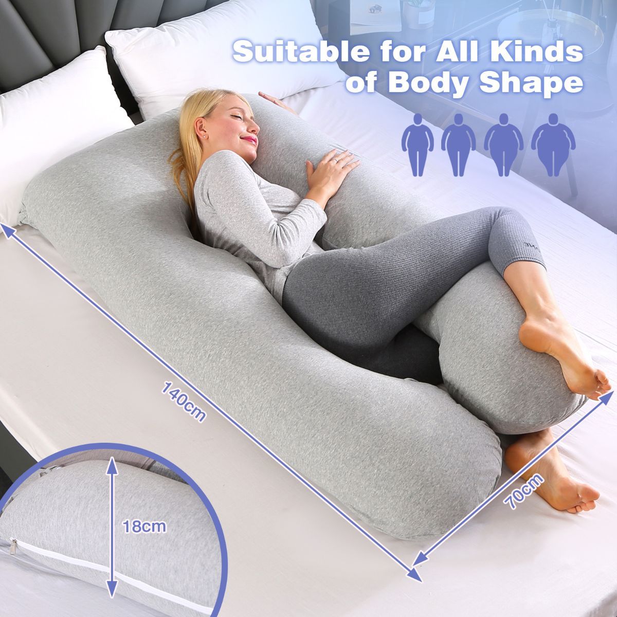 Maternity Pillow U-Shaped Pregnancy Pillow Pregnancy Body Pillow Breastfeeding - Teal - Size 70-130cm โ image 6