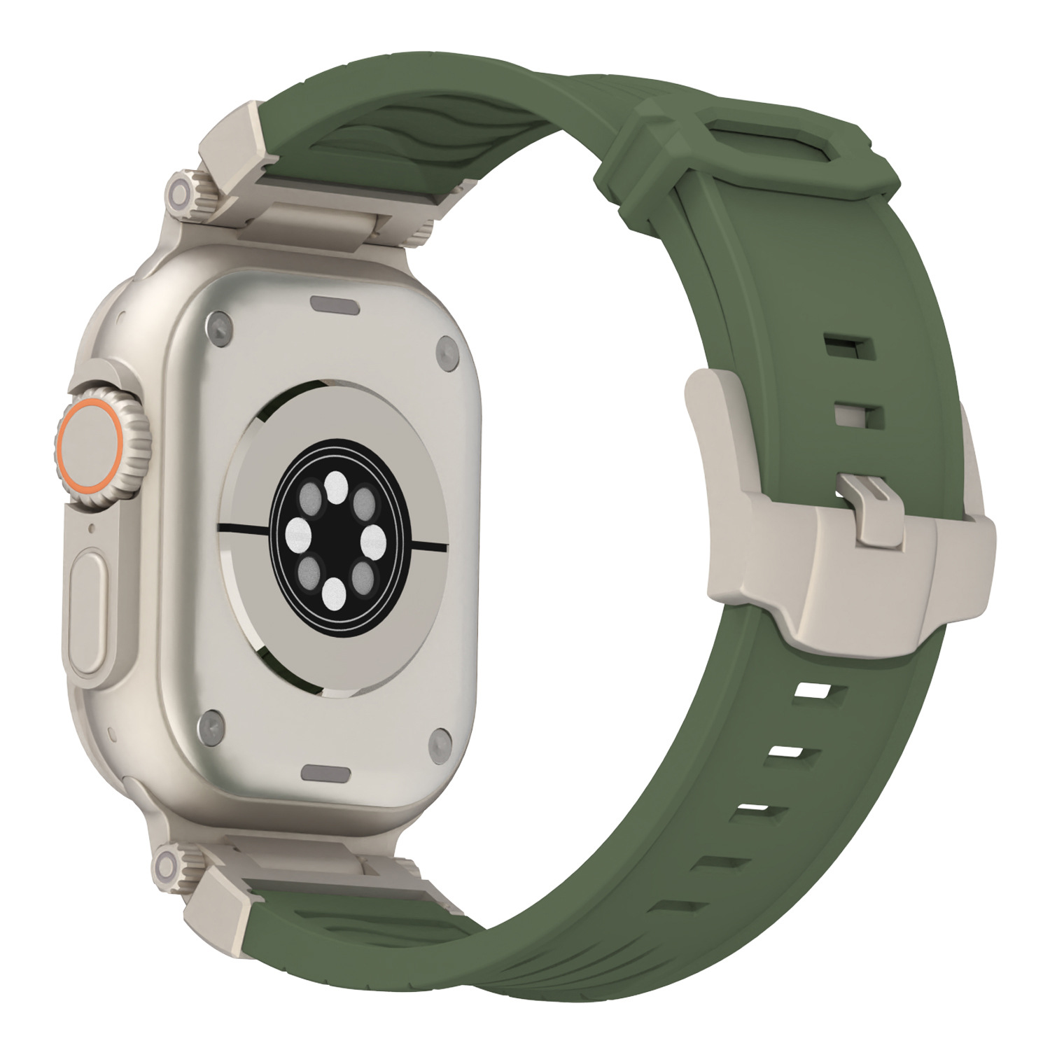 White Rugged Tactical Silicone Strap for Apple Watch Ultra & Series - Heavy-Duty Metal Clasp โ image 6