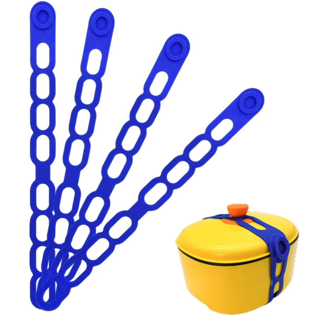 4 Pcs Silicone Latch Strap Tie for Slow Cooker Lid Lunch Box Bundling Organizing Black Gray โ image 4