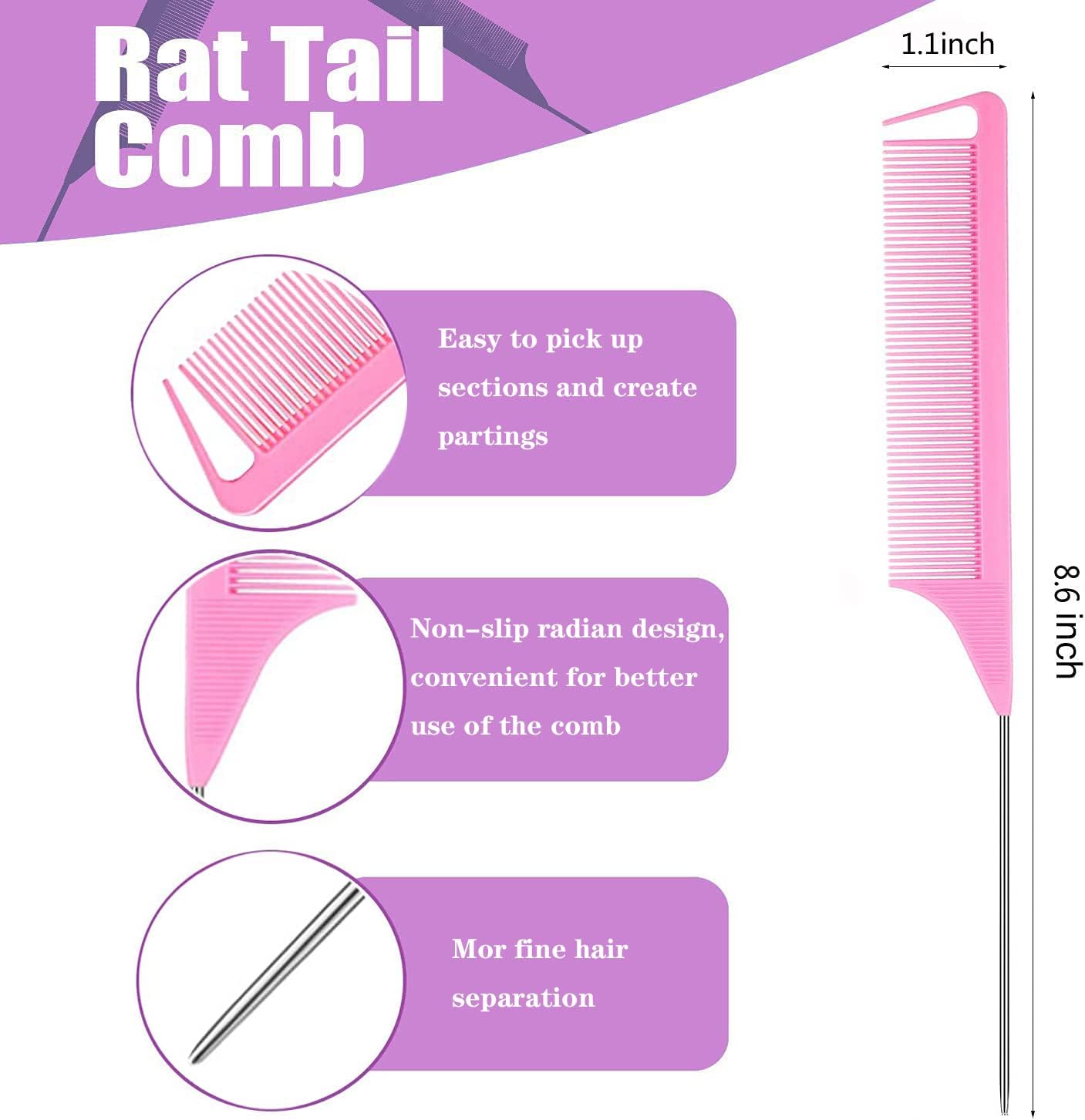 Hair Loop Styling Tool Set with 1000 Pcs Clear Mini Elastic Hair Bands 1 Pcs Rat Tail Combs for Braiding Styling 2 Pcs Hair Pull Through Tool 1 Pcs Hair Band โ image 2