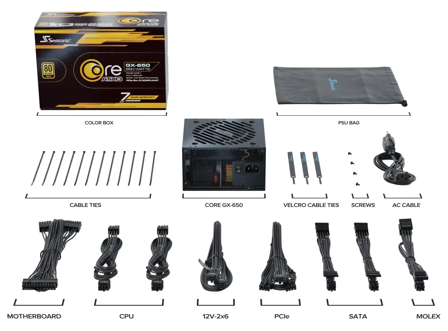Seasonic Core GX-650 ATX3 80 Plus Gold Full Modular 650W PSU (SRP-CGX651-A5A32SF) — image 6