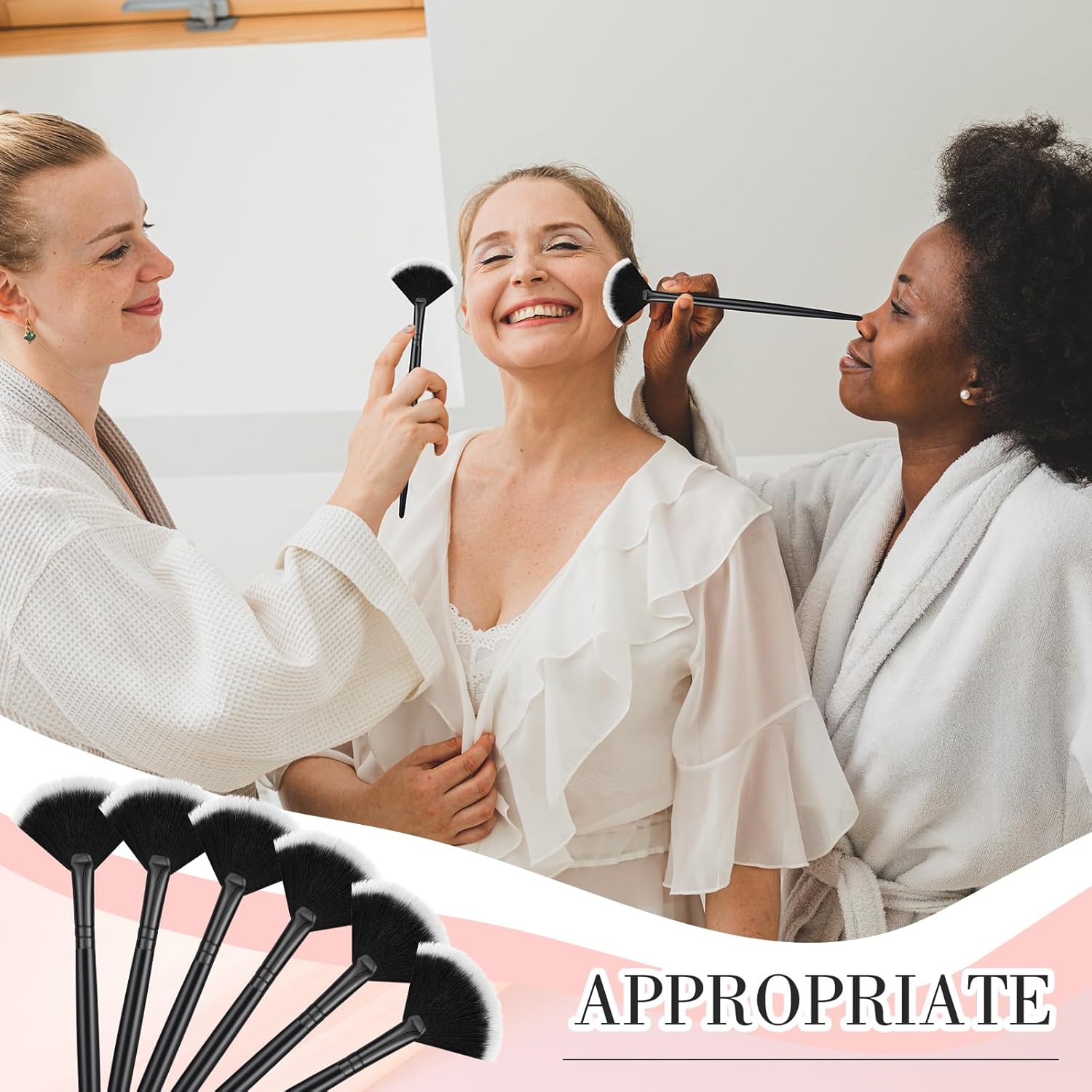 12 Pcs Soft Facial Fan Brush Blush Makeup Brush Face Mask Acid Applicator Multi Use Cosmetic Tools for Peel Mask Makeup for Mud Cream(Black) — image 5