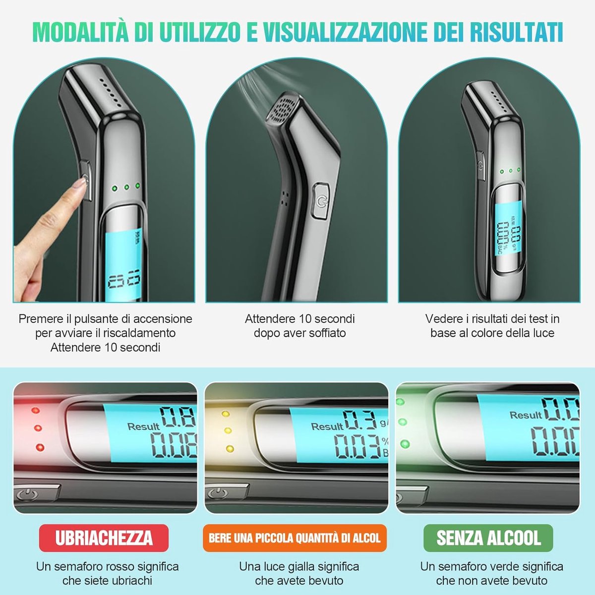Breathalyzer - Digital Breathalyzer - Portable Breathalyzer - With HD LED and high-sensitivity chip - USB rechargeable - Highly accurate breathalyzer for drunk โ image 6