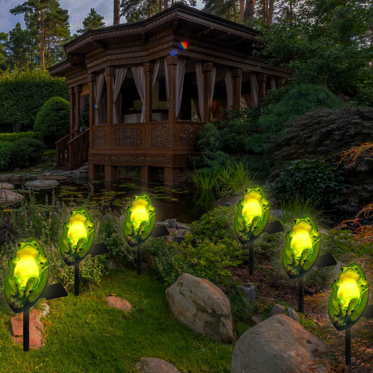 Solar Frog Outdoor Garden Light, Outdoor Path Solar Powered Frog Stake Lights for Walkway Yard Lawn Landscape Lighting - Frog — image 2