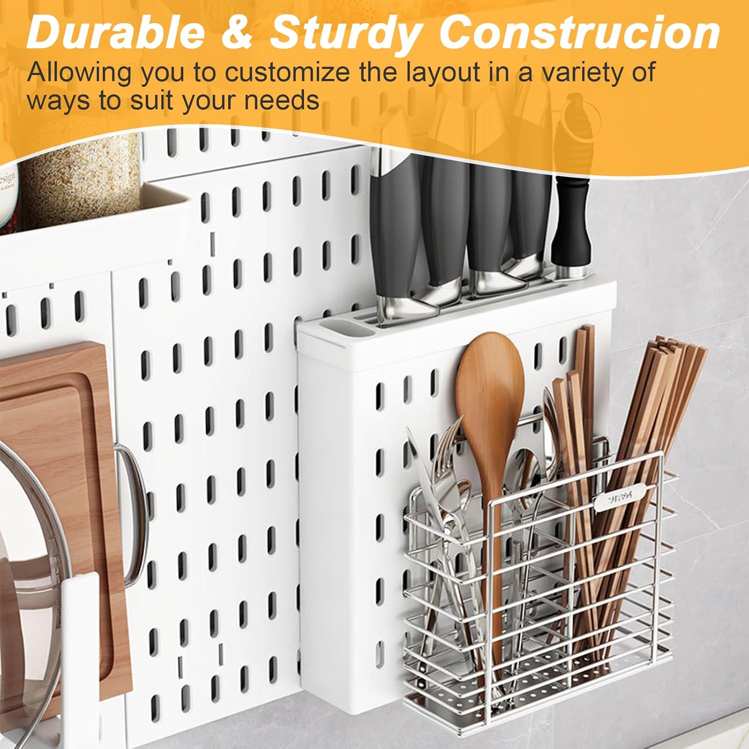 CARLA HOME Pegboard Wall Organizer Kit with 3 Modular Panels & 17 Accessories for Office, Gaming & Craft Storage — image 6