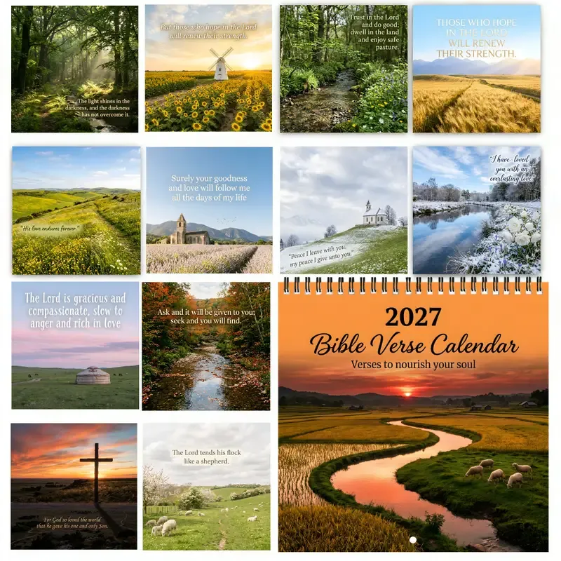 2027 Bible Verse Wall Calendar, 8.3-inch Square with Spiral Coil Binding, Features Healing Landscapes & Scripture Verses Each Month, Large Writing Space — image 6