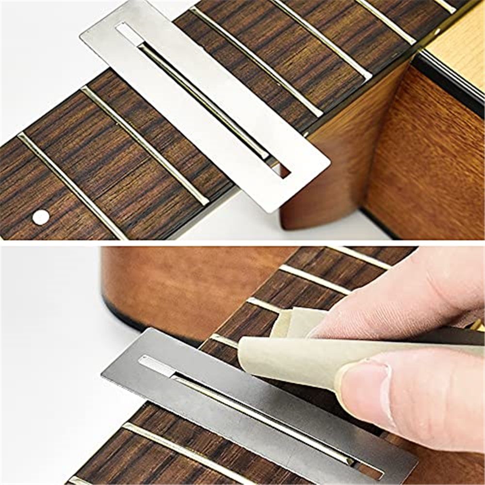 Guitar Luthier Tool Set, Fret Rubber Hammer, Fret Crowning File, Fret Leveling Beam Sanding Leveler Beam, Fret Rocker, Fingerboard Guards, String Spreaders for — image 4