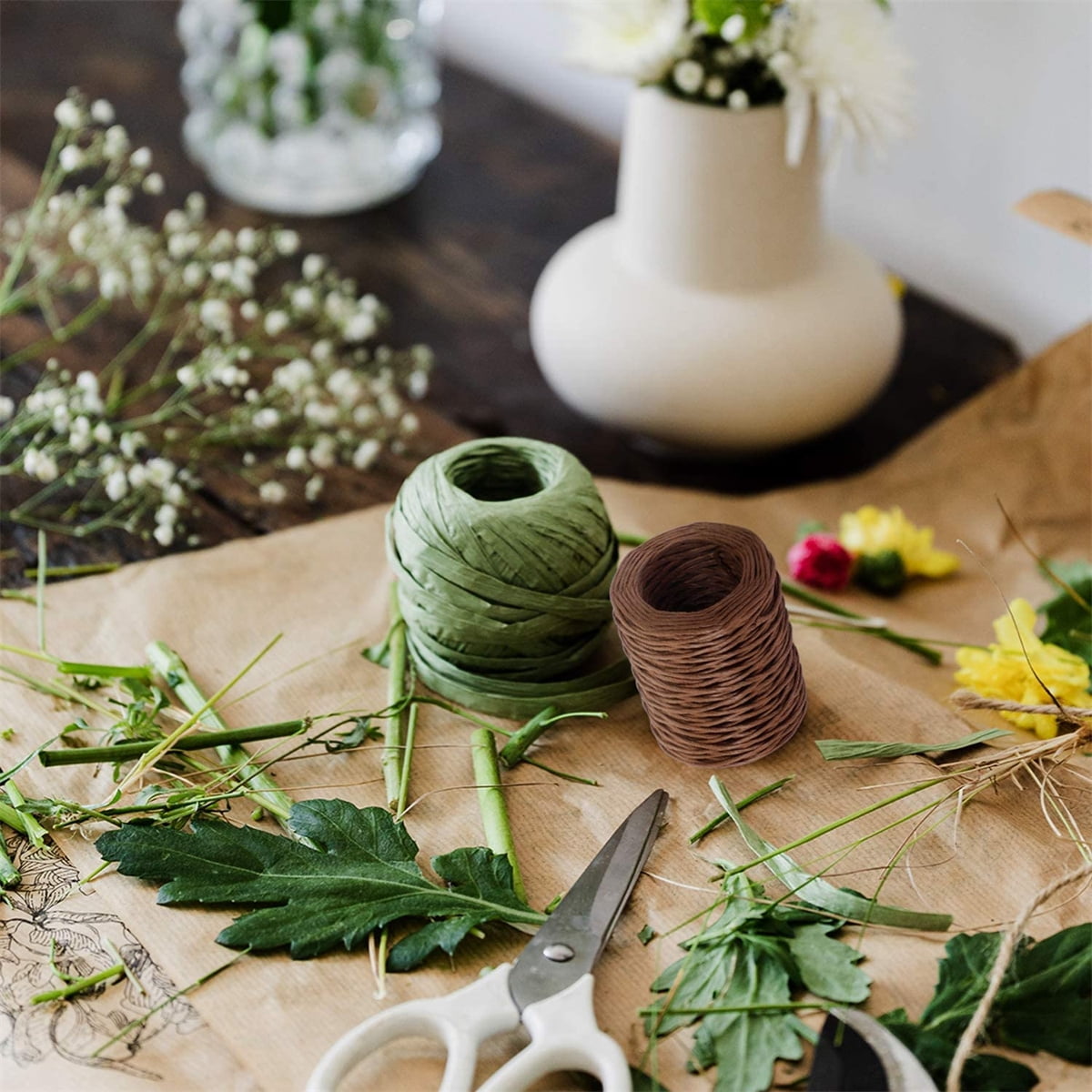 1 Rolls Floral Bind Wire Wrap Twine,Vine Wire Waterproof Paper Wrapped Rope Metal Wire for Flower Bouquets Flower Crowns, Artificial Flower Making, DIY — image 4