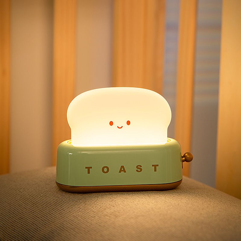 Cute Stuff Toast Lamp LED Night Light Rechargeable with Timer Smile Face, Desk Decor Toaster Lamp for Bedroom Living Room Decor — image 2