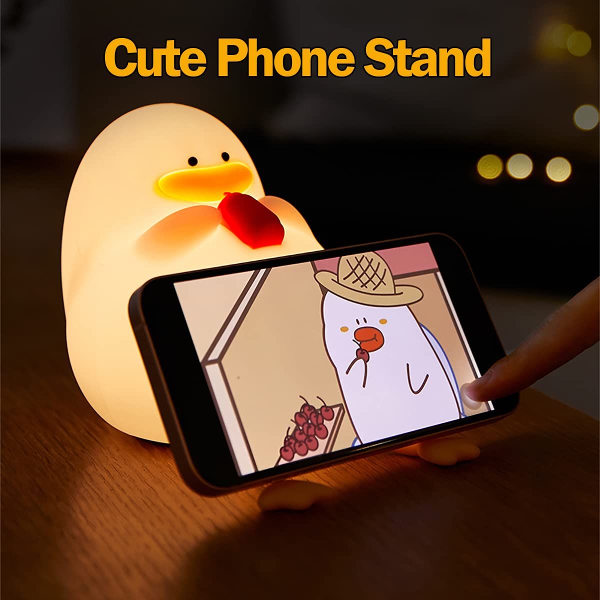 Fun Night Light for Kids, Cute Squishy Duck Bedside Lamp, Silicon Light Up LED Decor Nightlight for Toddler Bedroom and Kid Room — image 4