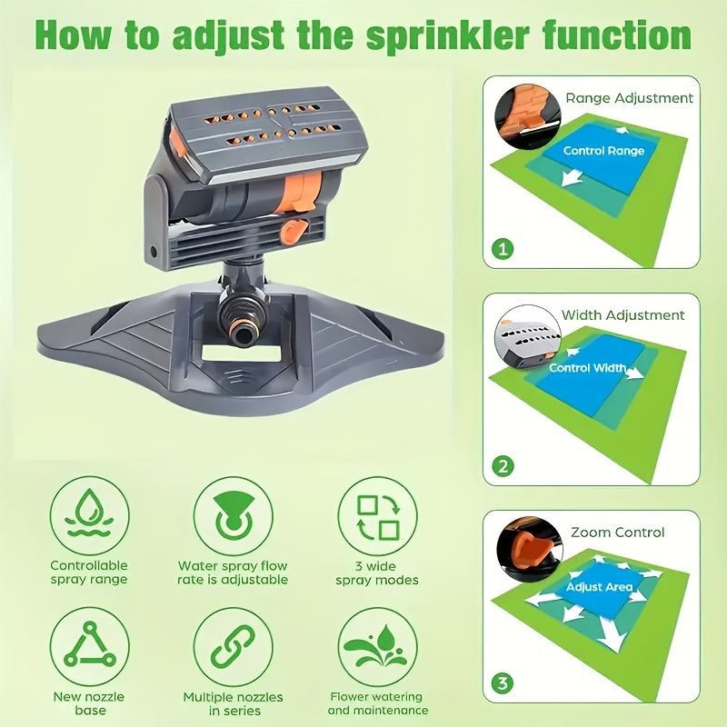 1 garden sprinkler with 16 nozzles, 180° rotating adjustable head, automatic irrigation system, wide coverage, easy to install, no power required, suitable for — image 2