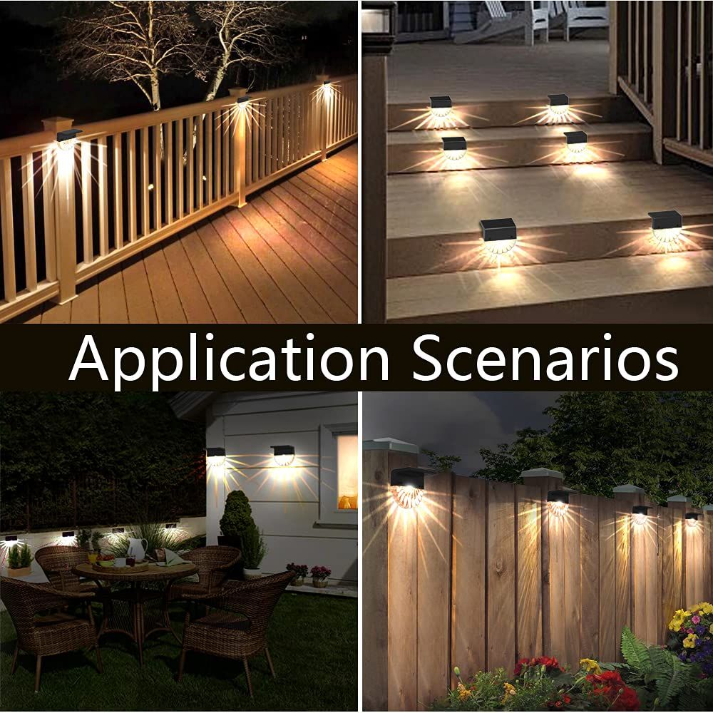 2 PCS Solar Deck Lights,Solar Fence Lights Outdoor Waterproof Led,Outside Solar Step Lights for Backyard, /Color — image 2