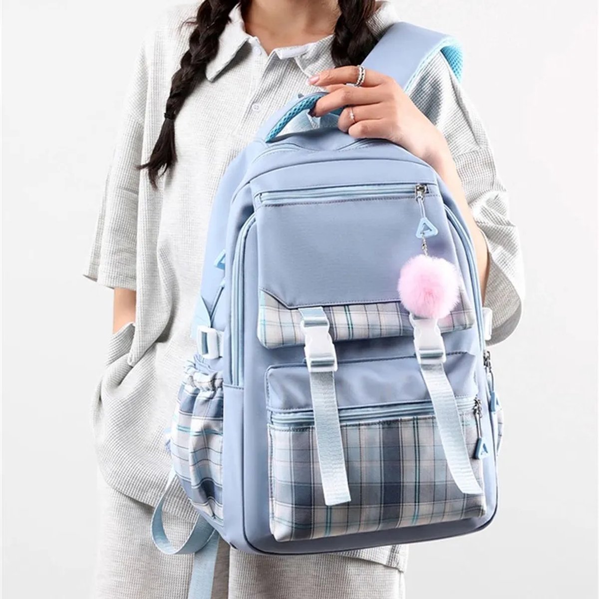 Girls School Student School Bag Outdoor Backpack - Youth School Bag - Backpack - Pink - Luxury Backpack - Laptop Bag - School Bag - Backpack - Rucksack - Large — image 2