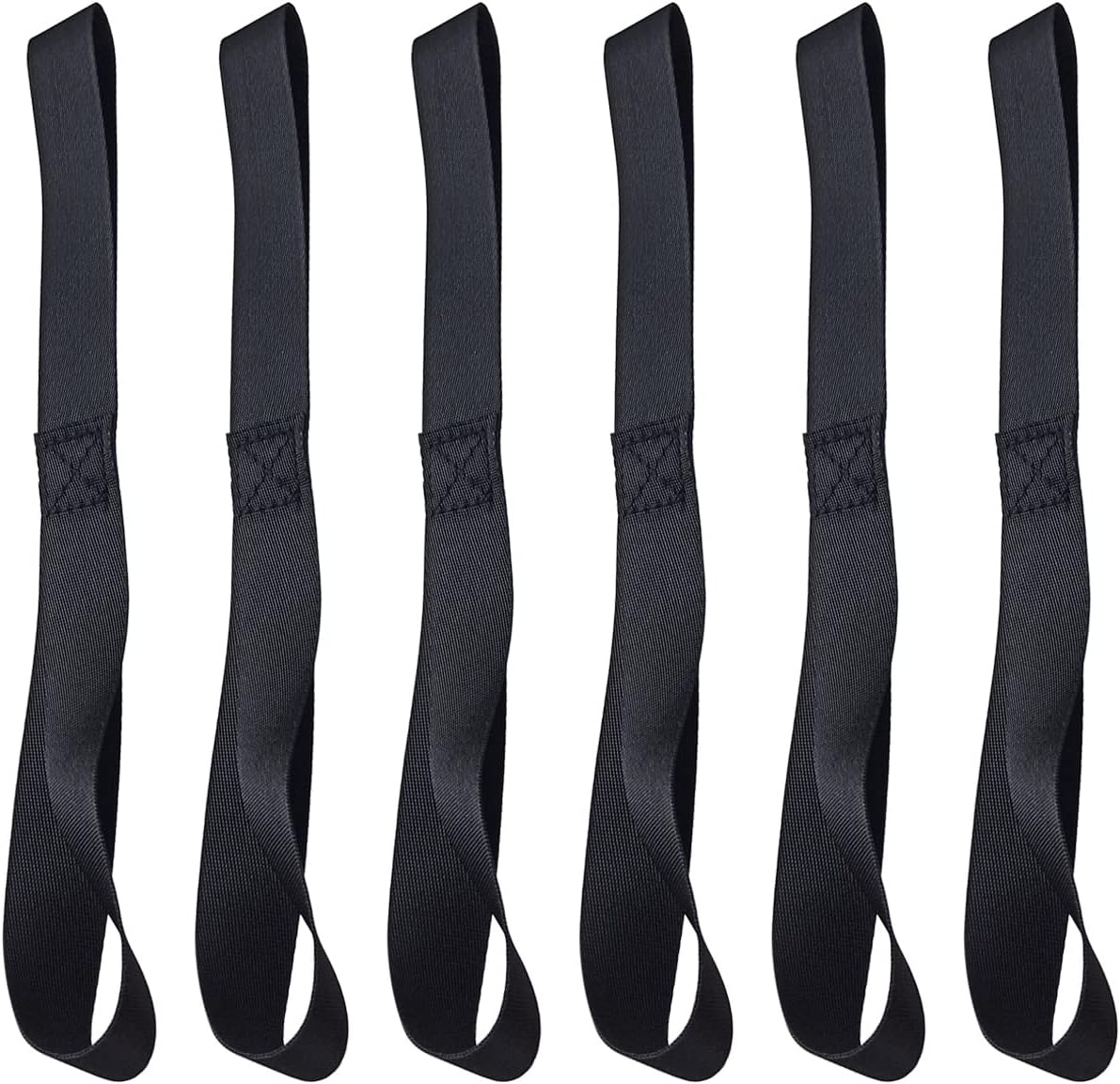 Black Soft Loop Tie Down Straps (6 Pack) 4500Lbs Breaking Strength and 1500Lbs Load Capacity, 12 × 1in Heavy Duty Tie Down Loops for Securing ATV UTV