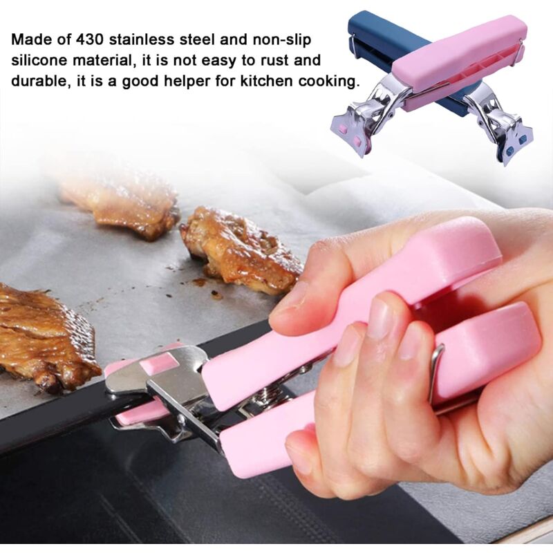 3 pcs Non-Slip Kitchen Bowl Clip Anti-Hot Tongs Stainless Steel Bowl Clip Silicone Anti-Hot Tongs Hot Dishes Lifting — image 4
