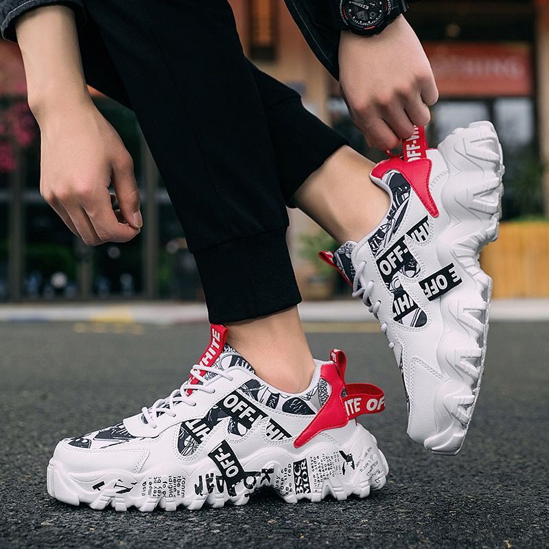 Women's Fashionable Graphic-Print Chunky Sneakers - Red - Size 12(AU12/EU43) — image 6