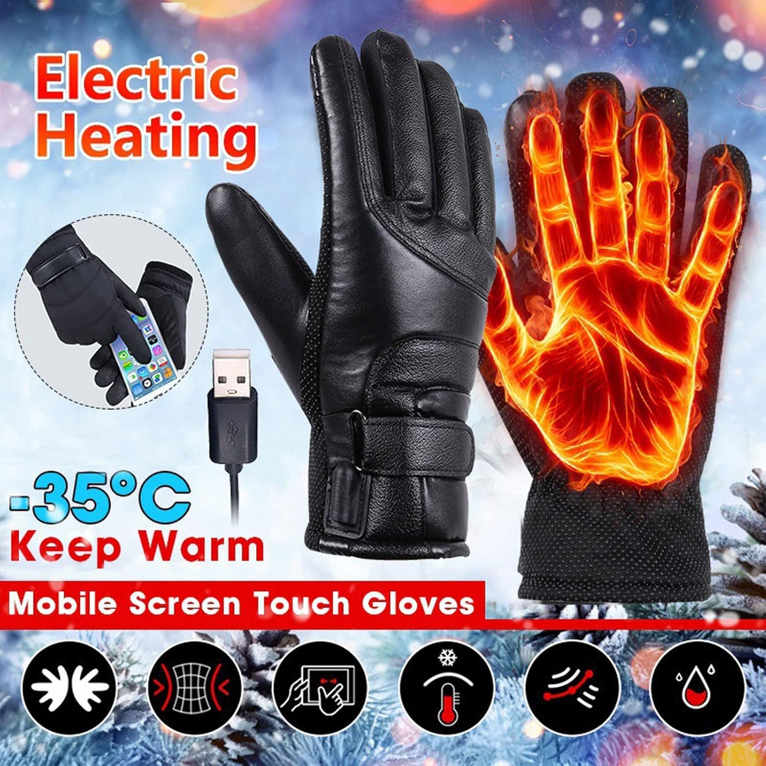 Electric Heated Gloves - USB Rechargeable, Waterproof & Breathable with Adjustable Fit for Skiing, Cycling, Hiking & Outdoor Adventures – Ideal for Cold — image 3