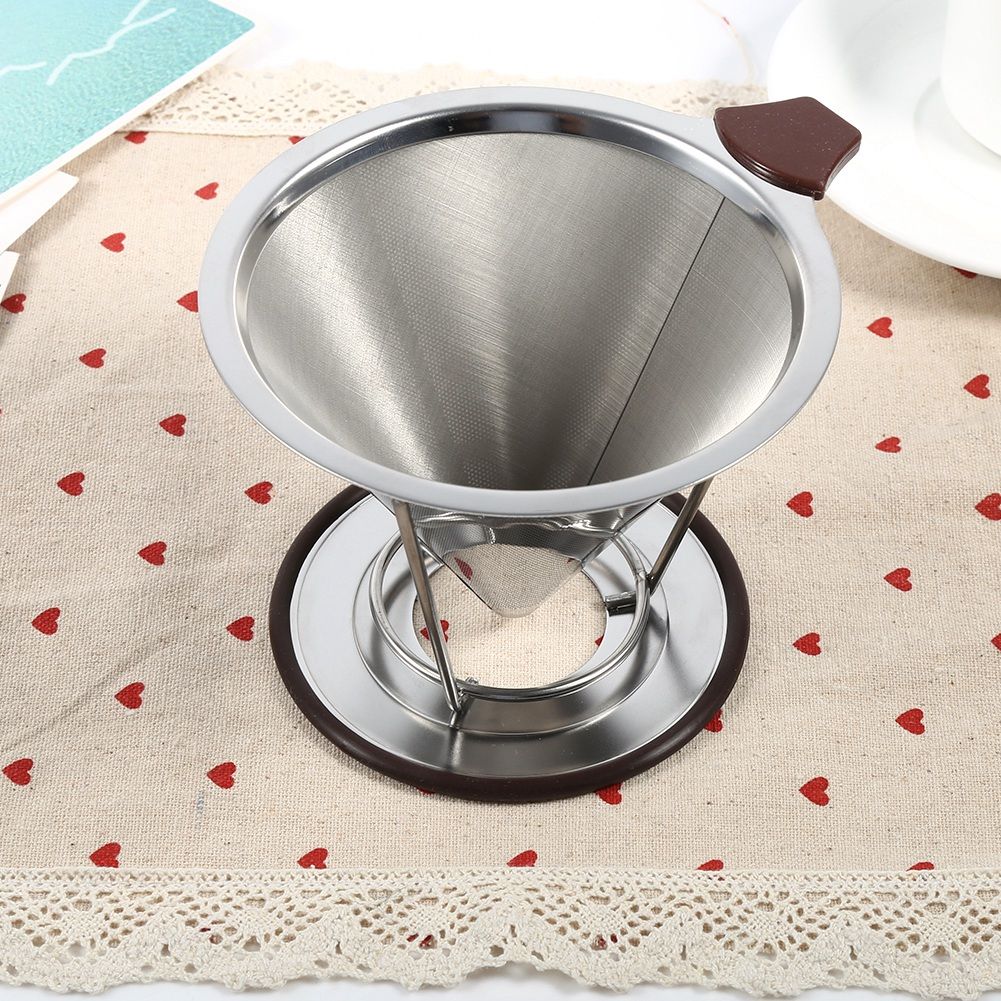 1x Portable 304 Stainless Steel Drip Dripper Double Layer Mesh Coffee Cone Filter Holder Infuse โ image 5