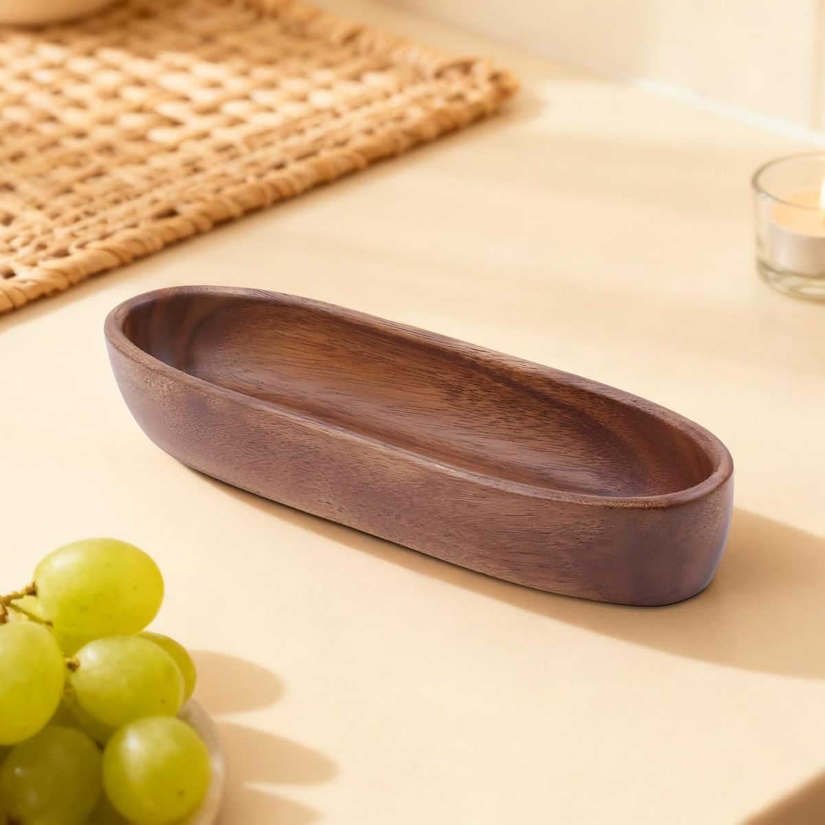 Walnut Wood Bowl, Wooden Salad Bowl for Fruit, Snacks and Appetizers, Serving Dish for Home Decor, Solid Wood Bowl, Centerpiece - Walnut - Size โ image 2