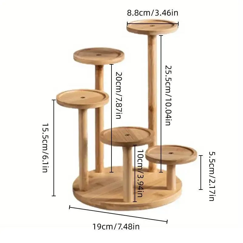 Round Tabletop Flower Stand Balcony Storage Shelf Display Rack Indoor Outdoor — image 3
