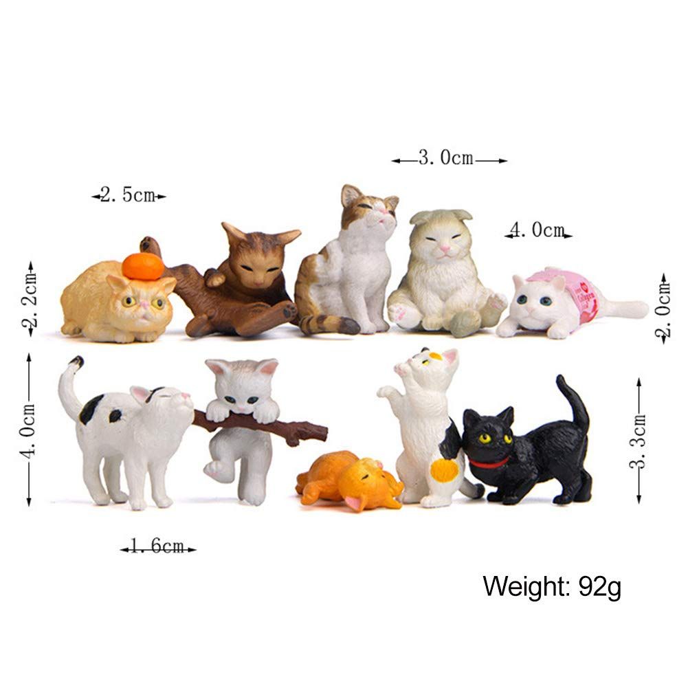 10 Pcs Miniature Cat Figurines Character Toy Cake Toppers, Mini Cat Animal Figures Collection Playset Desk Decoration — image 4