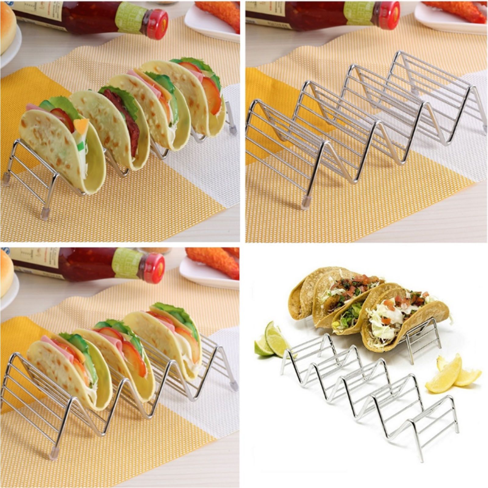 Stainless Steel V Shaped Taco Holder Corn Roll Spring Roll Taco Stand Home Pancake Food Rack 3‑4 Grids 6.3x18.5x4.5cm/2.5x7.3x1.8in — image 5