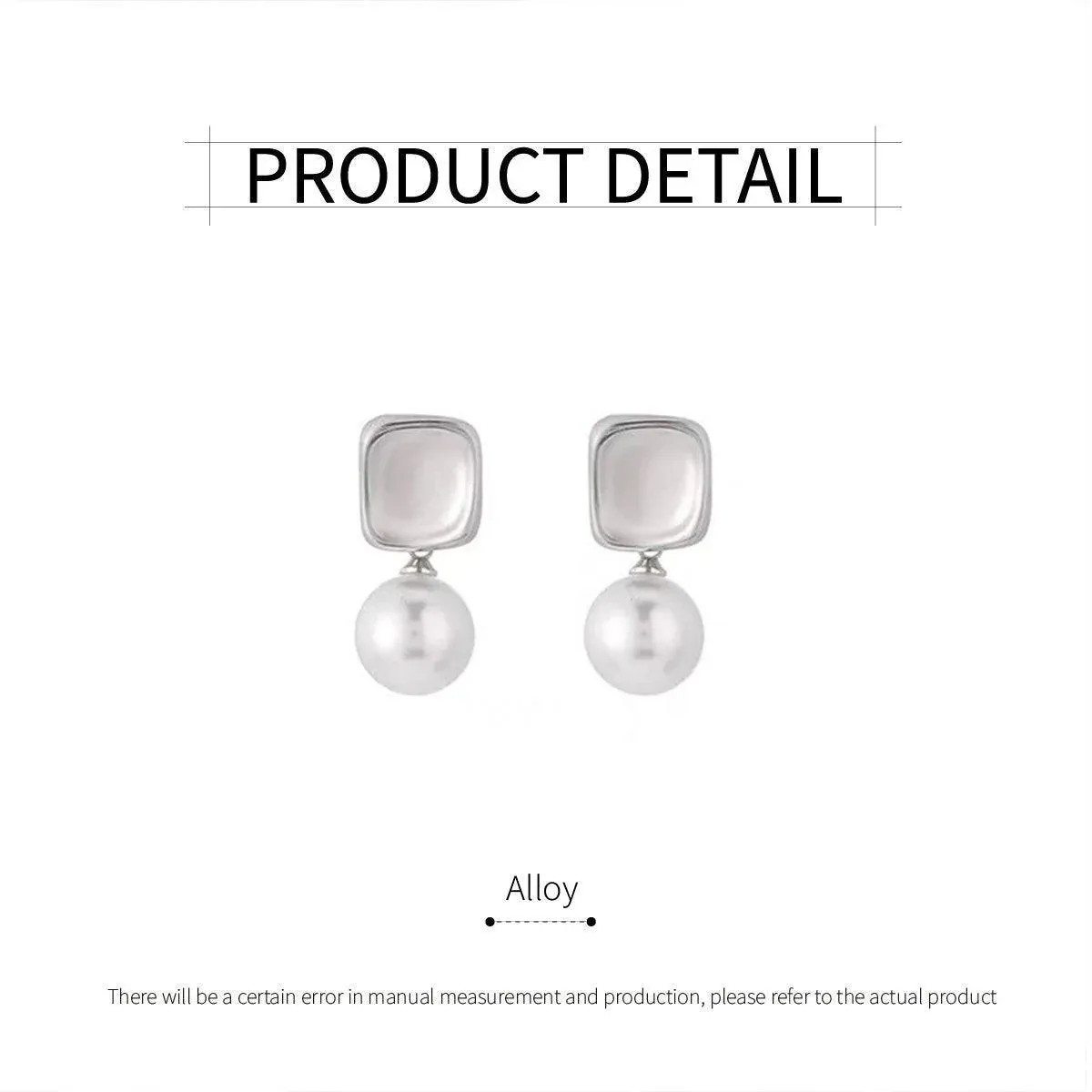 Elegant Smooth Metal Square Imitation Pearl Earrings Simple Jewelry for Women — image 3