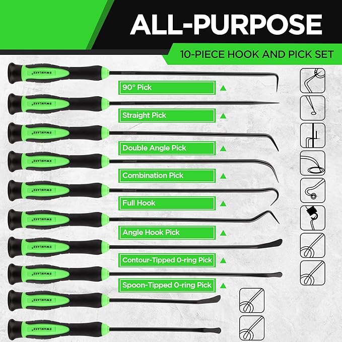 SWANLAKE 10-Piece Pick and Hook Set, Pick Tool Set for Car Auto Oil Seal/O-Ring Seal Gasket Pick Mini Hooks Puller Remover โ image 3