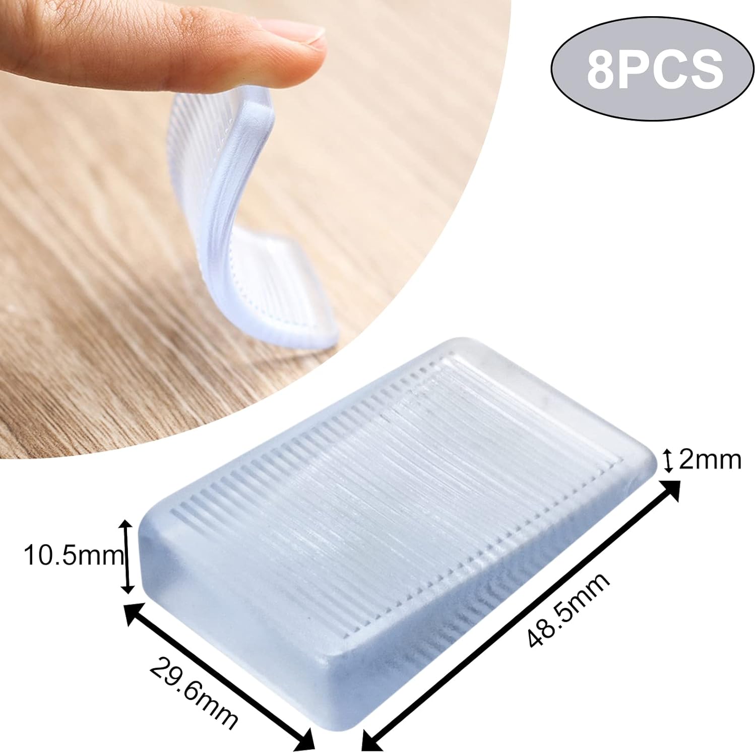 8 Pack Clear Plastic Shims, Level Wedge, Furniture Levelers, Non-Slip PVC and Rubber, Rectangular, For Uneven Floors, Tables, Furniture โ image 2