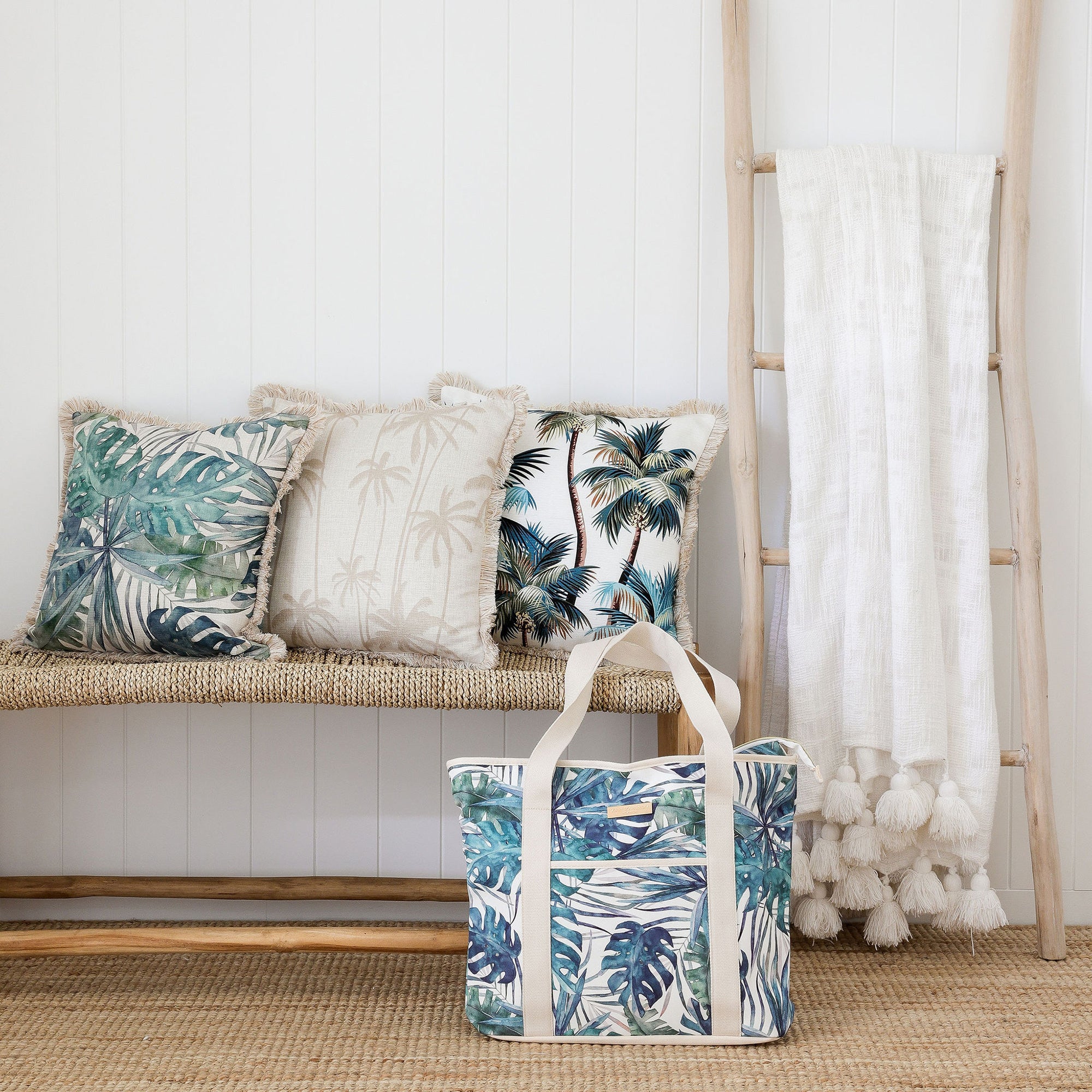 Cushion Cover-Coastal Fringe Natural-Palm Trees White-45cm x 45cm — image 5