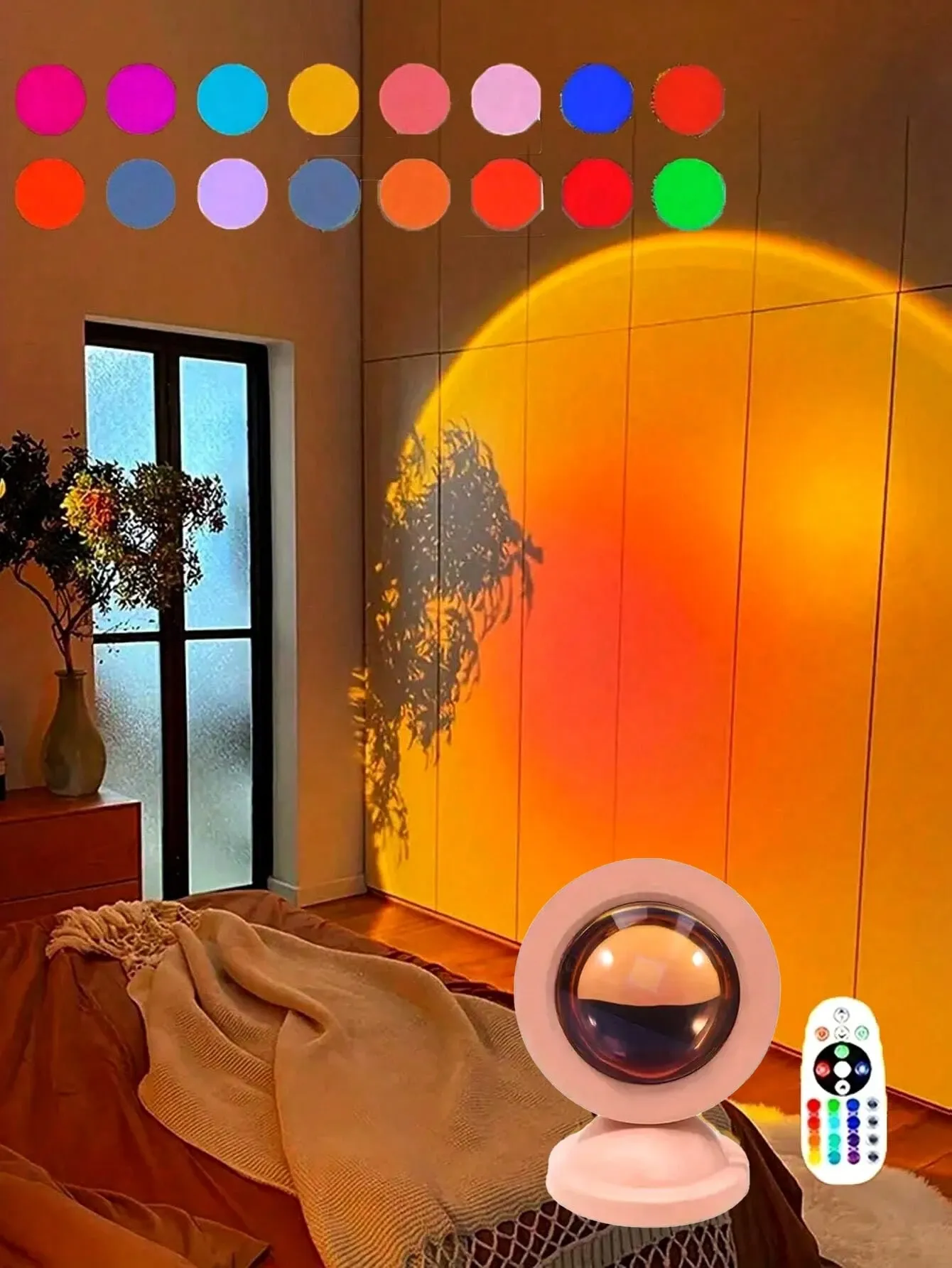 1PC Sunset Desk Lamp – 16 Color Sunset Projection Lamp with Remote, Romantic Rainbow Night Light, Gift for Mom&Girlfriend, Bedroom Decor(Pink) — image 4