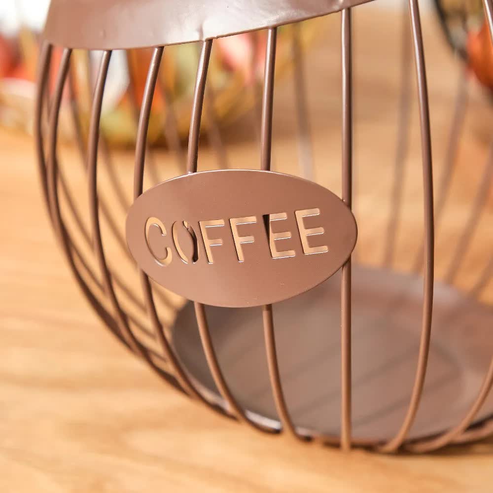 Black Handcrafted Coffee Capsule Storage Basket - Vintage Iron Art Design — image 5