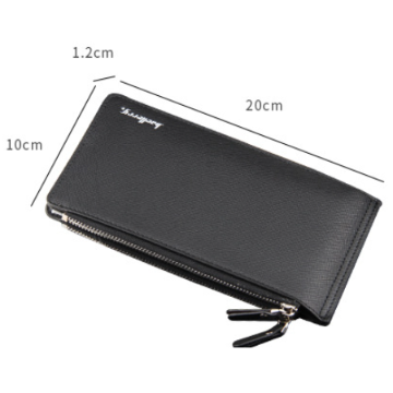 Black Men's Slim Long Bi-Fold Wallet - Multi-Card Holder & Credit Card Organizer with Coin Pocket, Simple PU Leather Clutch โ image 4