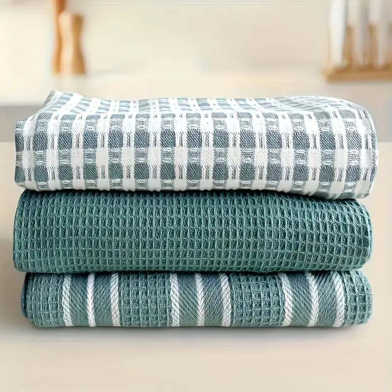 3 - piece Pure Cotton Kitchen Tea Towel Set, 20x Water - Absorbent & Non - Shedding, Eco - Safe & Fade - Resistant, Exquisite, Durable & Multi — image 2