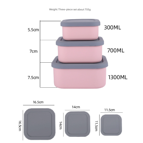 Purple 3-Piece Stackable Silicone Food Storage Container Set - Microwave Safe Lunch Boxes (300/700/1300ml) — image 2