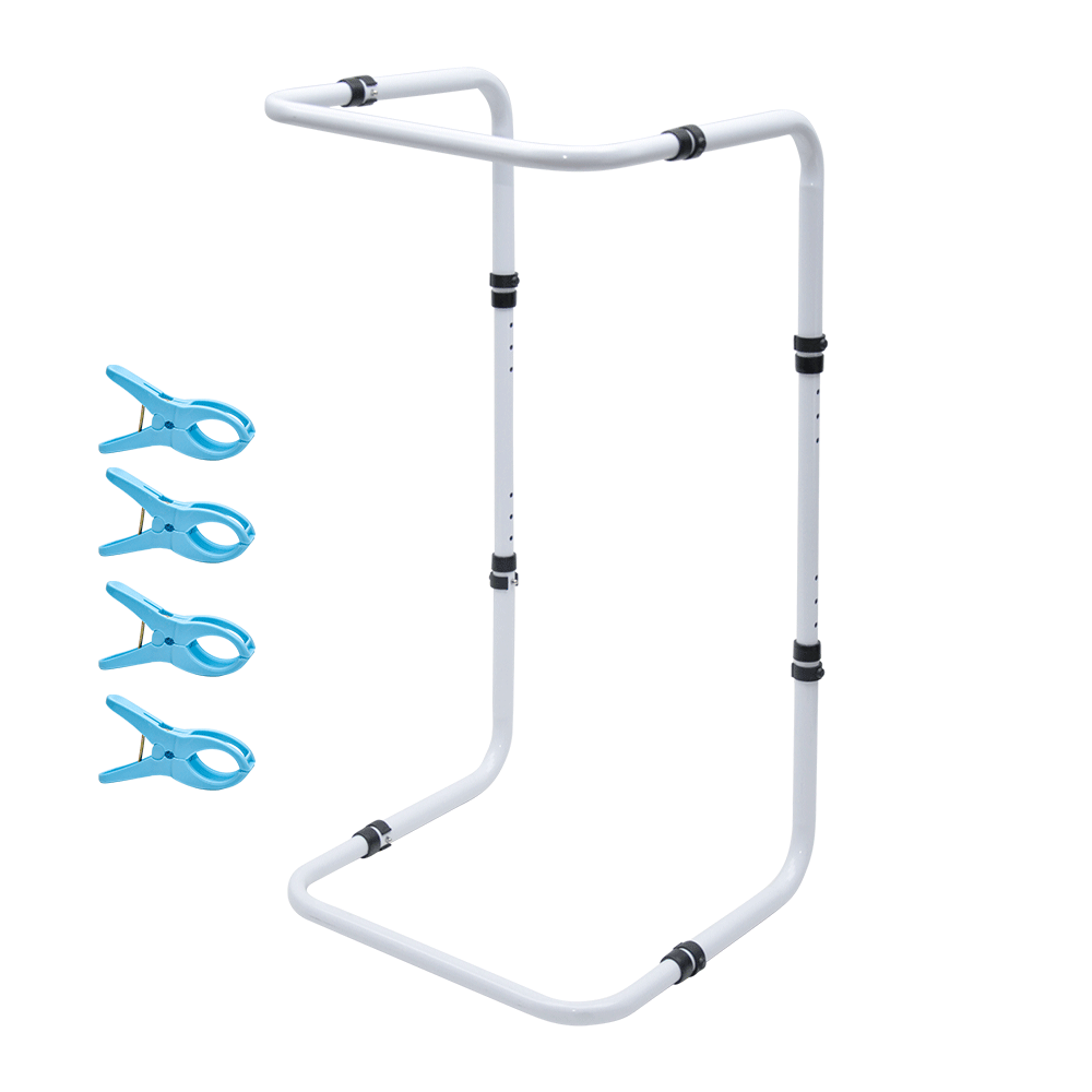 Blanket Lifter Bar 62-82cm Height Adjustable Feet Tent Steel Bed Cradle Max Load 136kg with 4 Clips for Feet Toes Leg Knee Ankle Post Surgery Recovery โ image 6