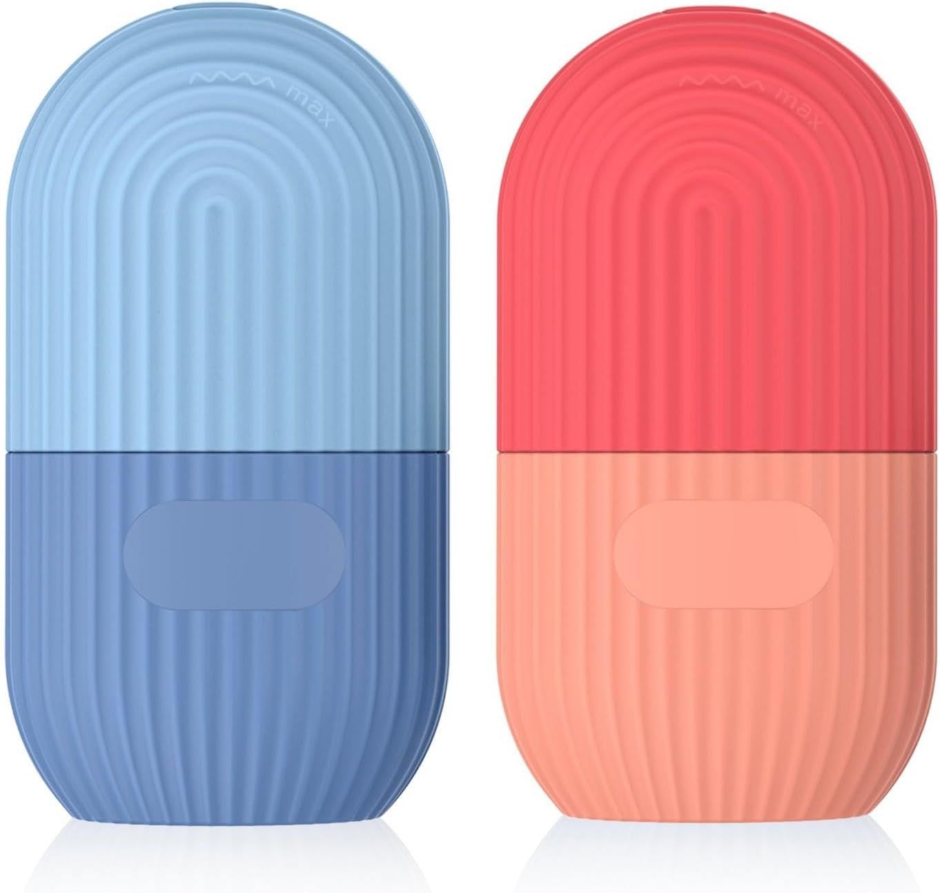 2Pcs Silicone Face Ice Roller Mold, Reusable Facial Ice Holder Skin Care Beauty Tool, Portable Ice Cube Massager for Daily Facial Relaxation, Pink & Blue โ image 2