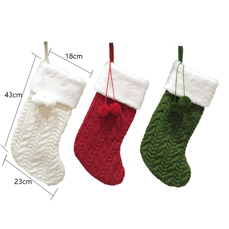 Red Large Cable Knit Christmas Stocking - Classic 43cm Holiday Decor for Fireplace Hanging โ image 4