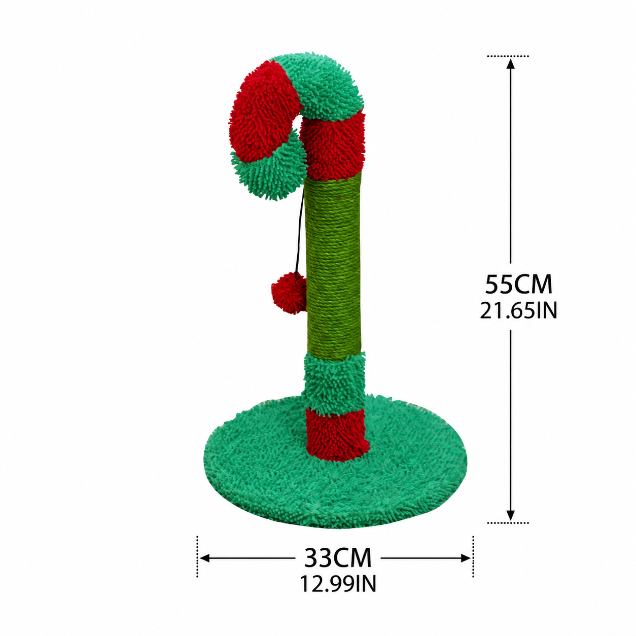 Christmas Candy Cane Cat Scratching Post - Durable Sisal, Plush Covered, Interactive Hanging Toy, Festive Red & Green, All-in-One Indoor Play Station — image 2