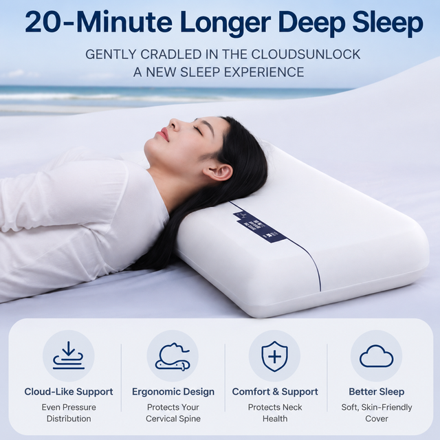 Blue Deep Sleep Slow Rebound Memory Foam Pillow with Washable Cover and Storage Bag - Broad Surface and All-Around Neck Support, 68 x 40 x 10 cm for — image 2