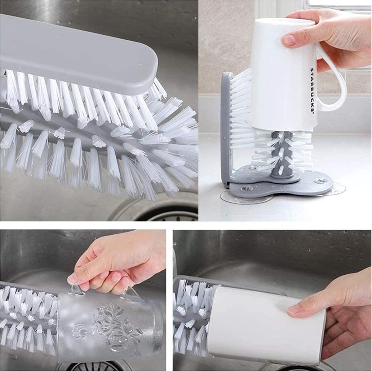 Rinse Brush - Glass Rinse Brush - Beer Glass Cleaner - For Glasses And Cutlery - Brush Cleaner - With Suction Foot - Dish Brush For Glasses - Cups - Mugs — image 4