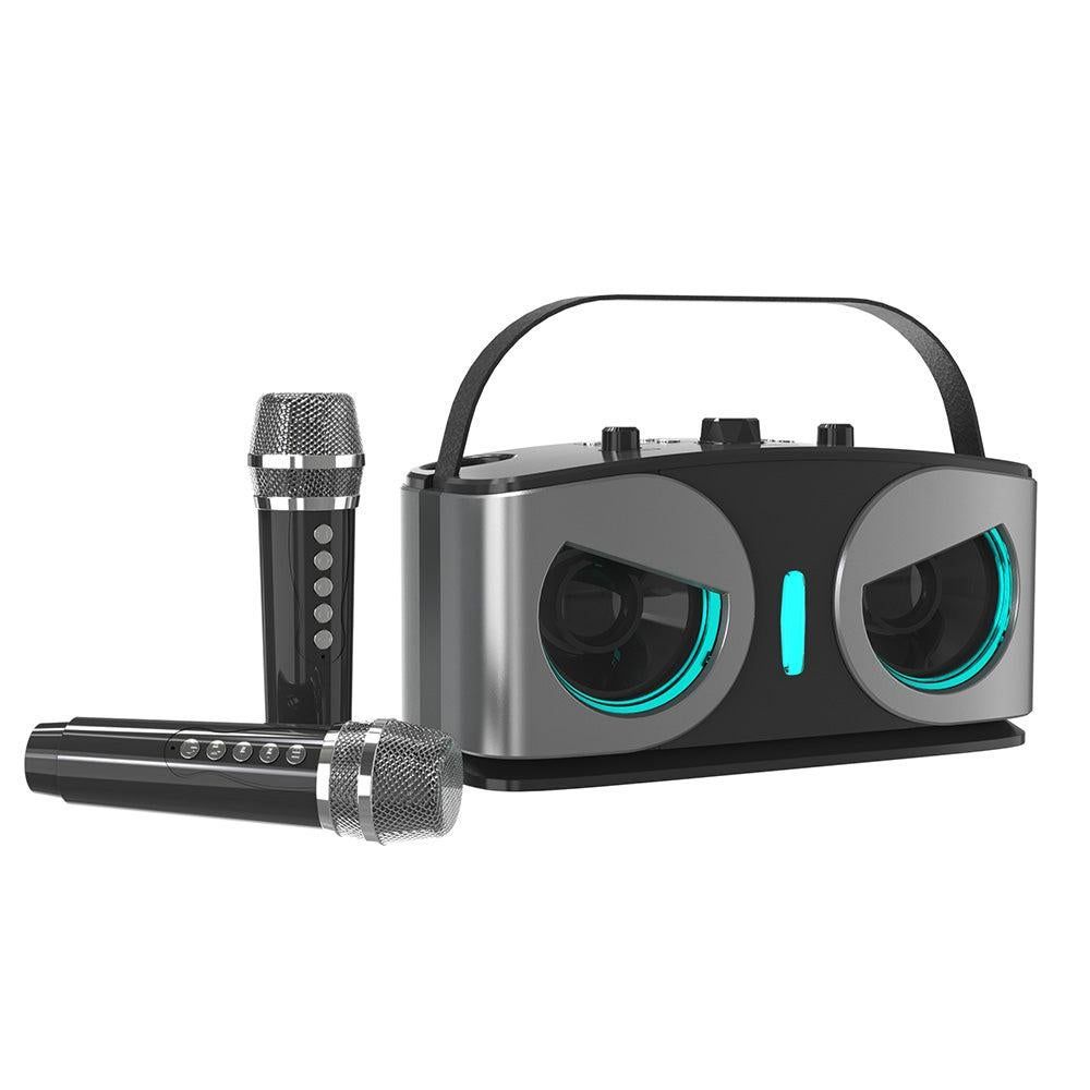 Wireless Bluetooth Karaoke Speaker with 2 Microphone Home KTV Set Grey — image 6
