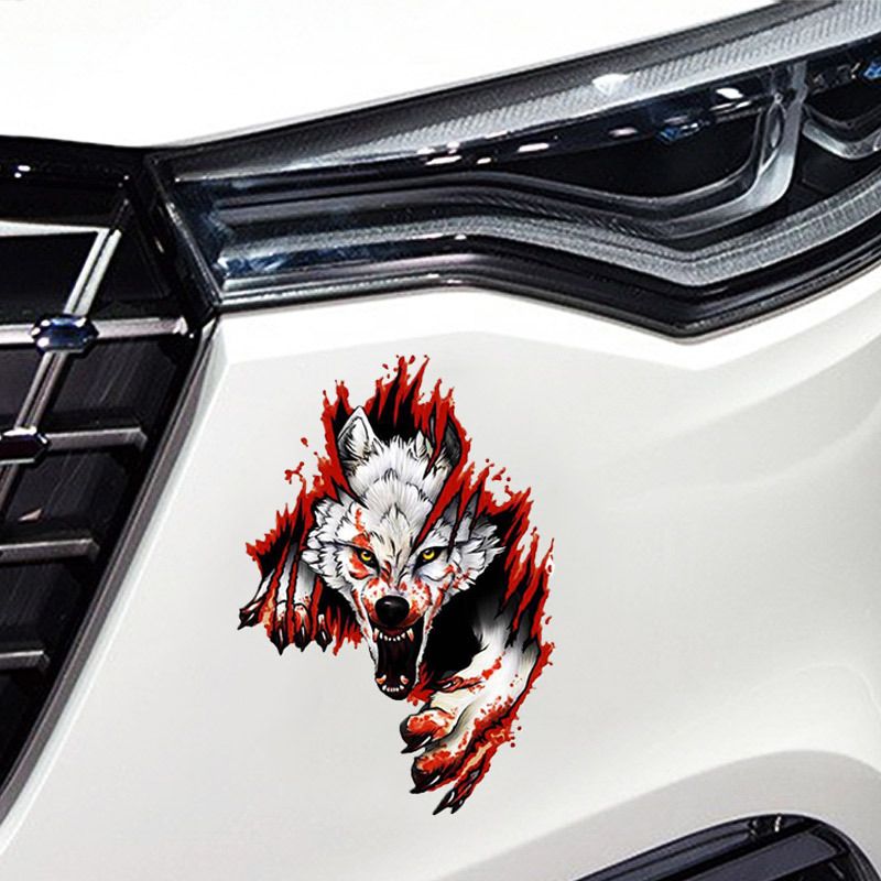 Car Stickers, 3D Angry Wolf Head Stickers Creative Personality Car Stickers Decoration Universal Decoration Car Stickers — image 3