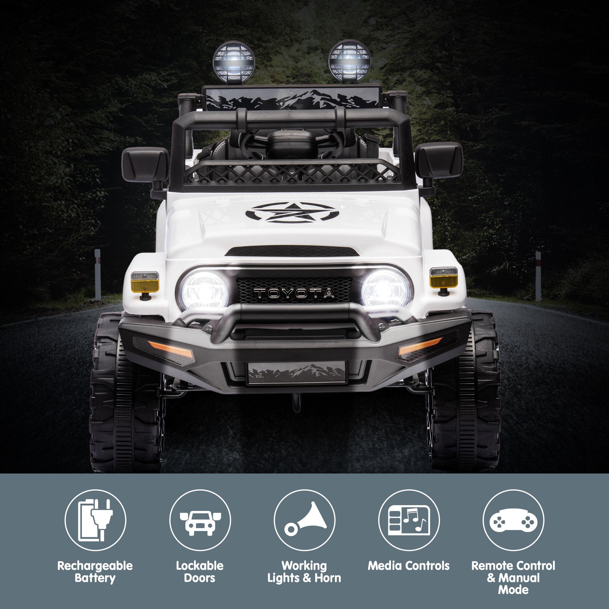 Kahuna Authorized Toyota Electric Kids Ride-on Car Fj Cruiser - White — image 5