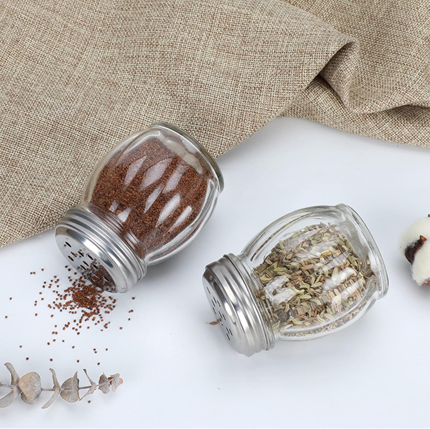 Salt and Pepper Shakers with Stainless Tops Set of 2 (Chesse Shakers) — image 6