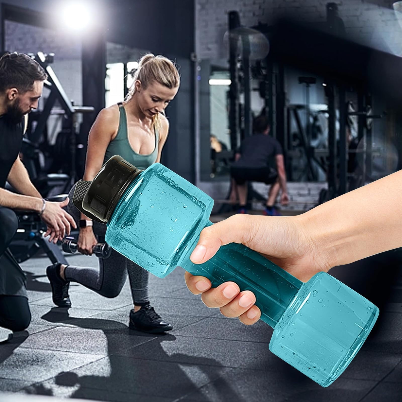 Portable Kettle, Water Bottle Multifunctional Water Bottle Dumbbell Shaped Drinking Bottles Leakproof Bottle Drinking Bottle for Gym School Cycling Outdoor — image 4