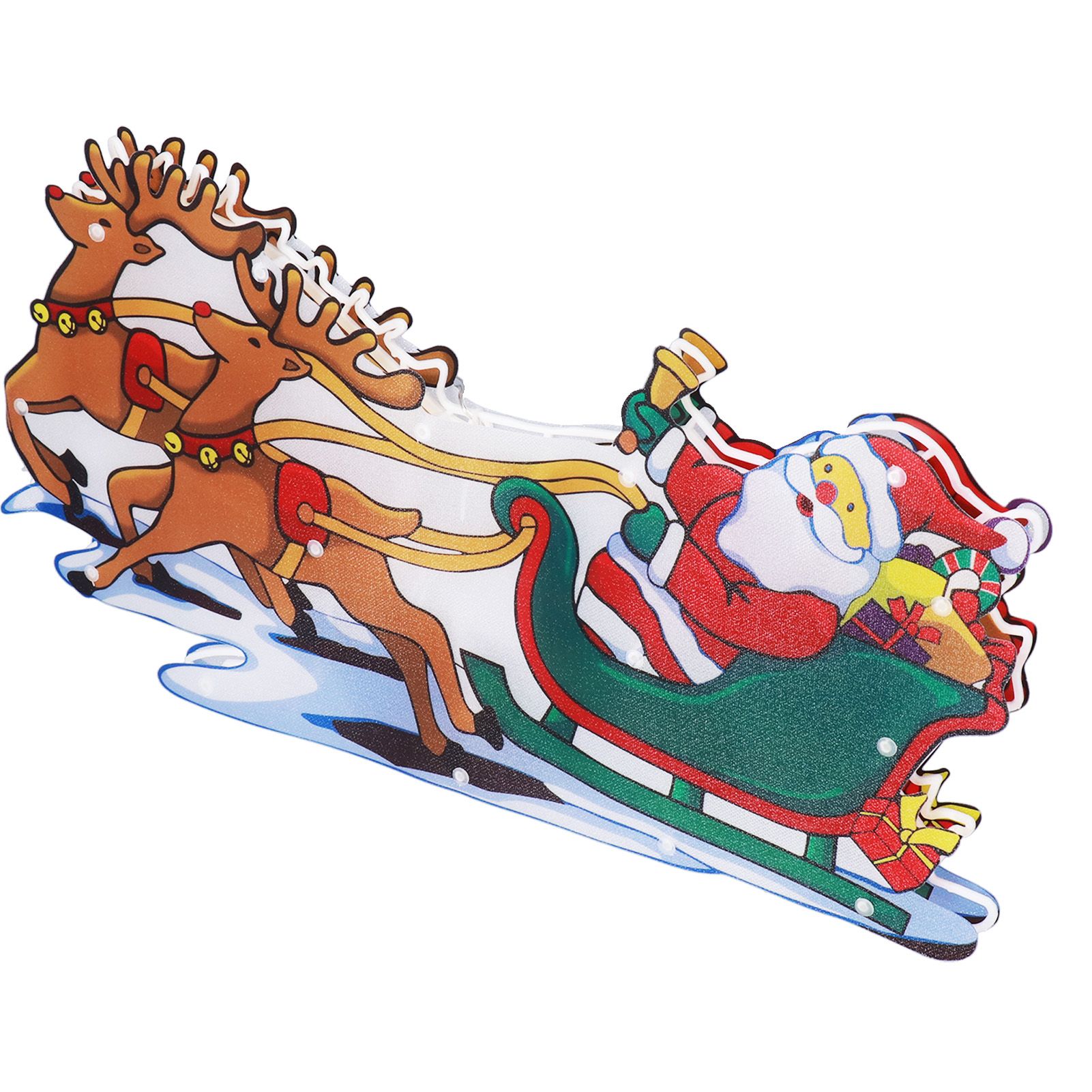 LED Christmas Light Sled Santa Claus Pattern Window Hanging Lamp Battery Powered with Suction Cup Festival Decoration โ image 6