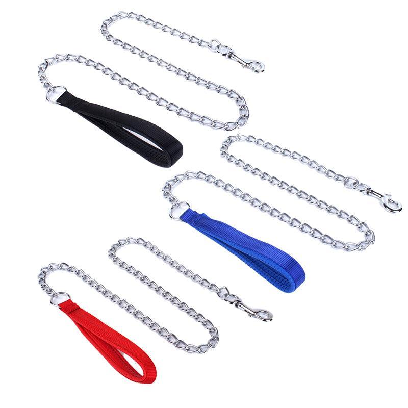 120Cm Pet Dog Puppy Padded Handle Metal Chain Dog Leash - Black โ image 2